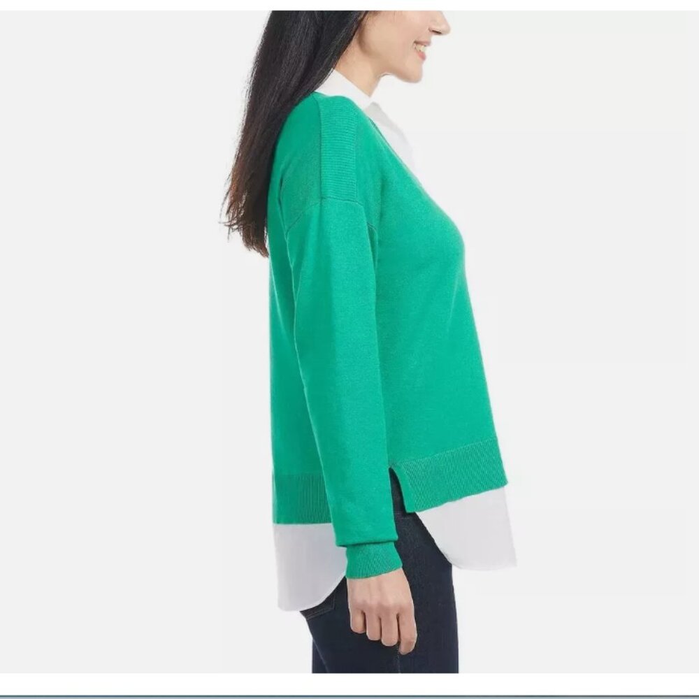 Hilary Radley Women's 2-Fer Sweater, Green, Size M - Picture 2 of 2